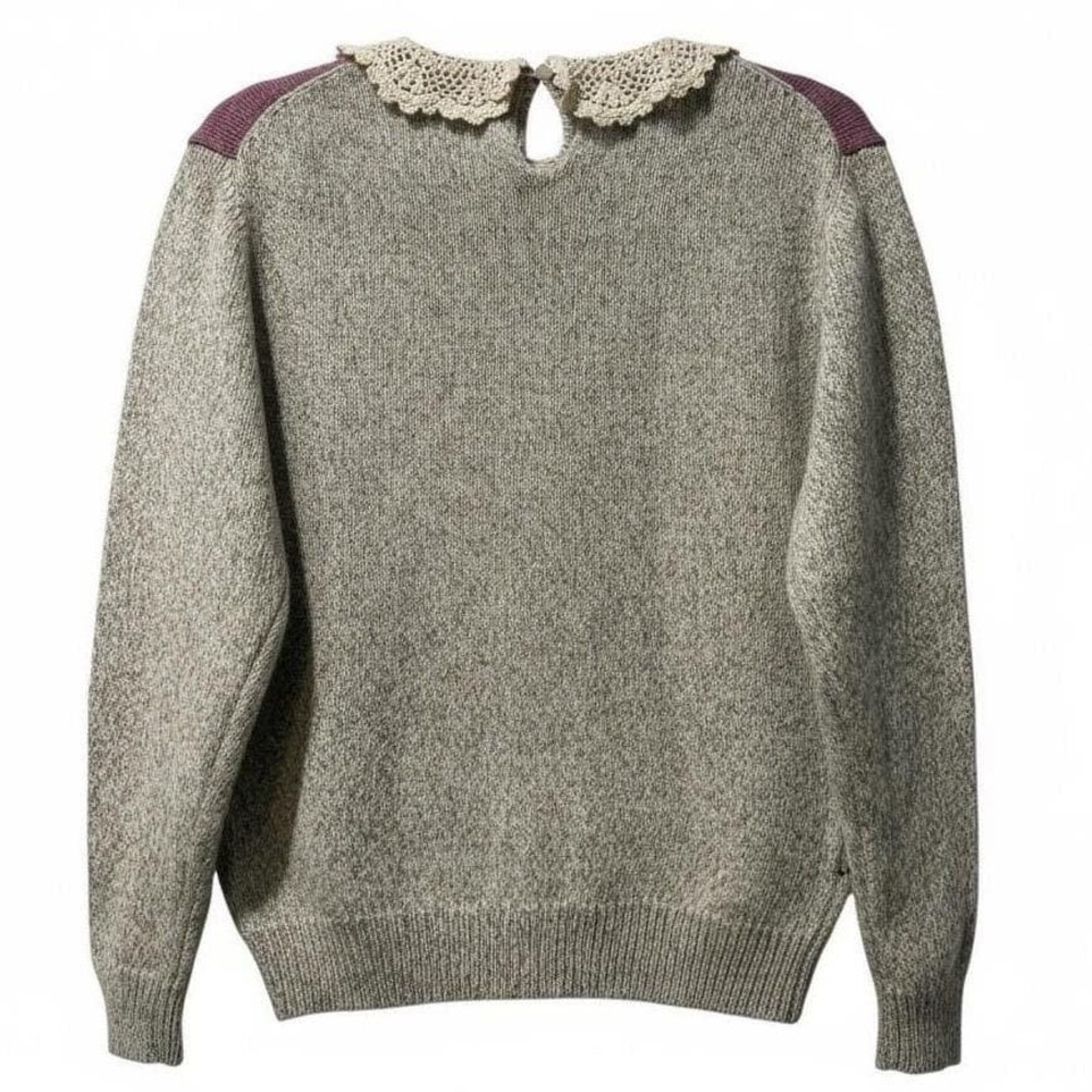 Eddie Bauer Rare VTG Wool Duck Sweater Lace Collar Cottagecore Coquette New S - Picture 2 of 5
